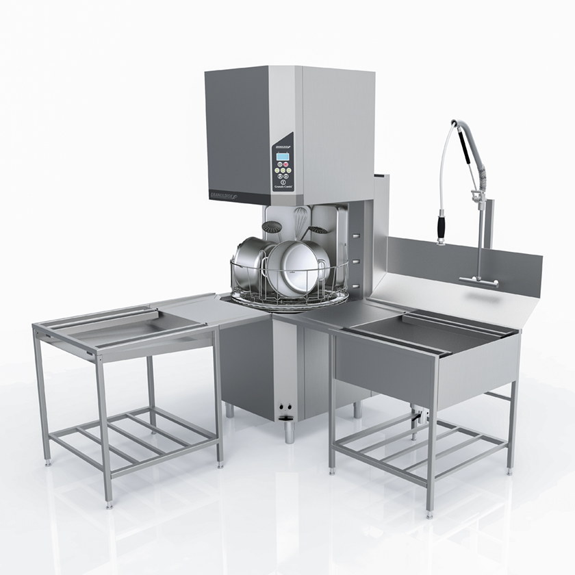 Combi machine positioned in an angle